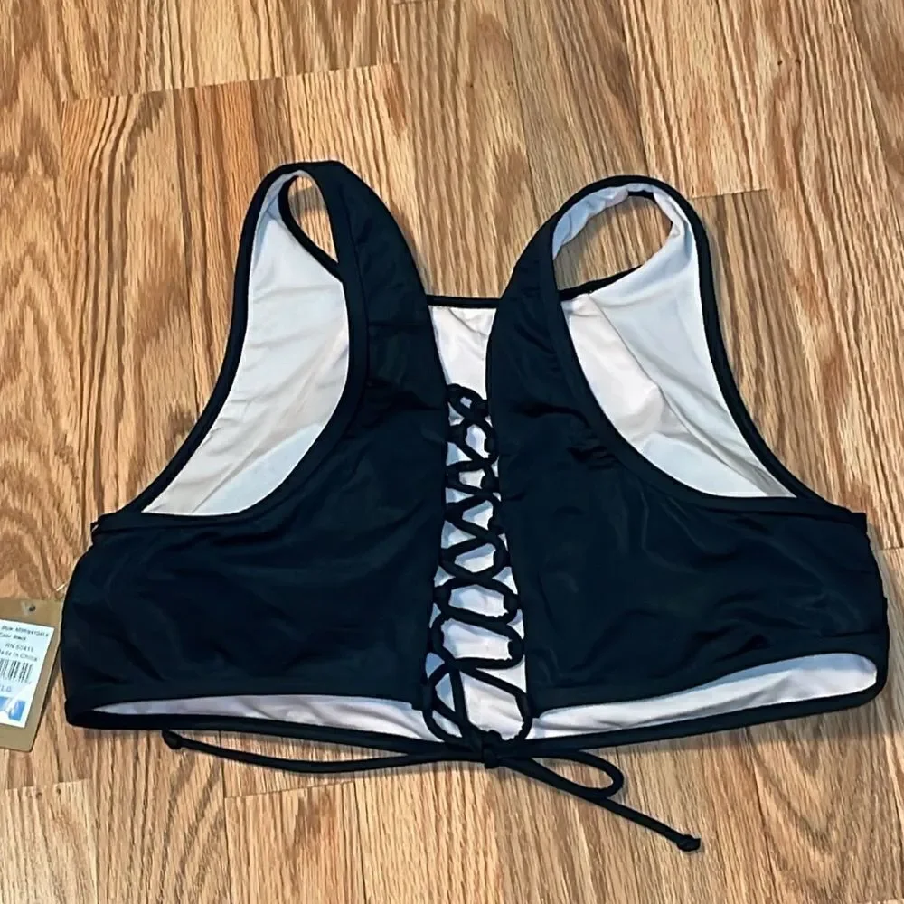 Rachel Roy Black Bikini, 2 piece Swimsuit, strappy, XL